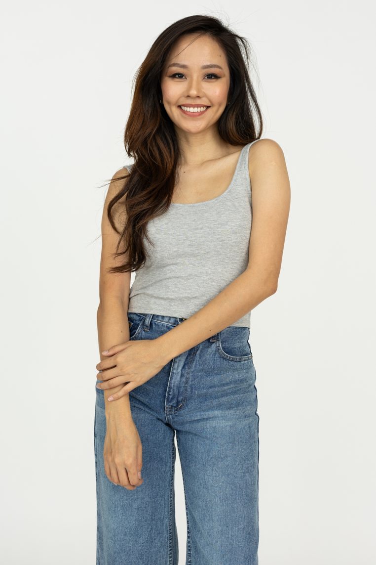 Basic Padded Crop Tank Top - Grey - Image 4