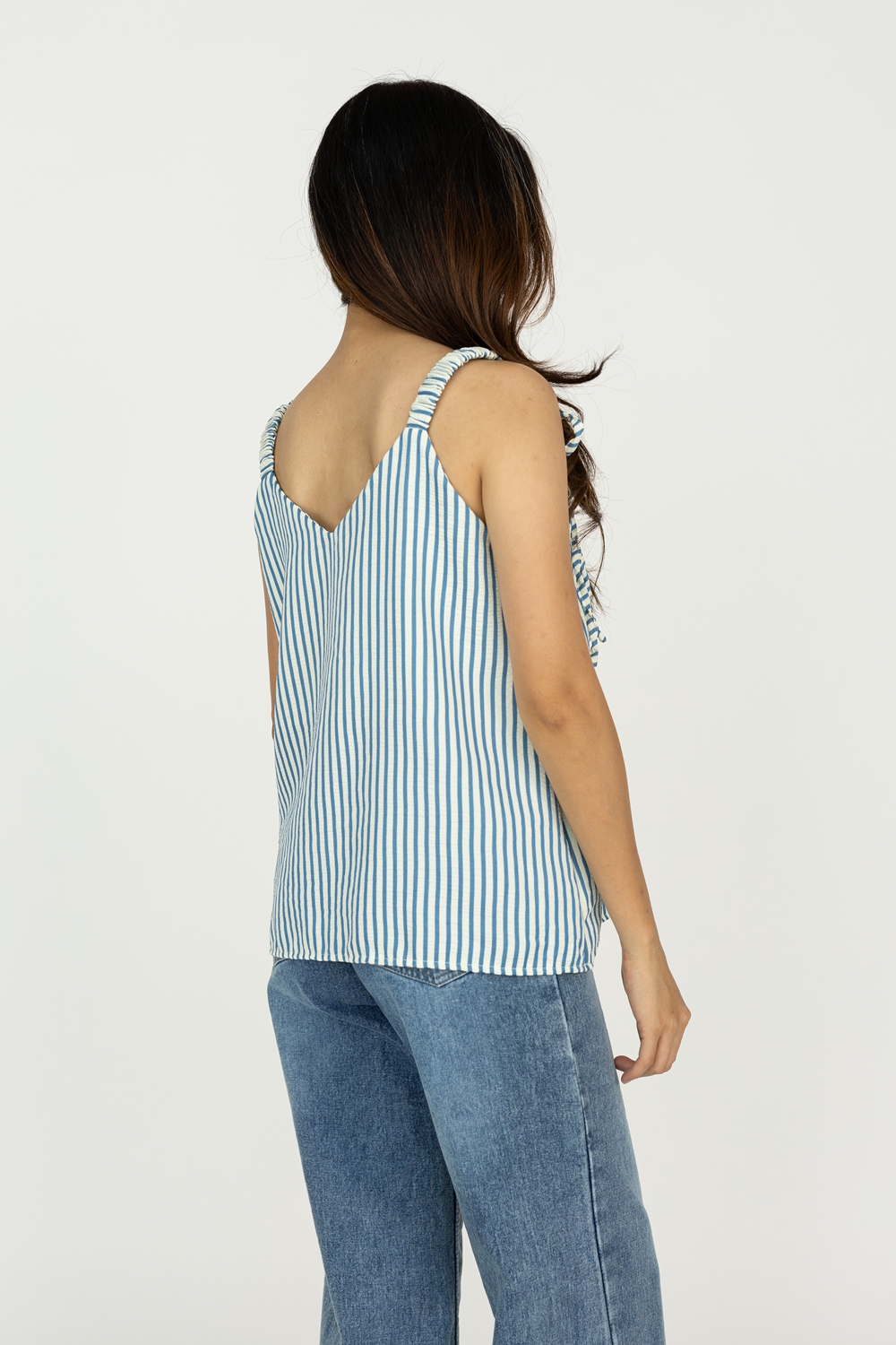 Striped Elastic Strap Tank - Blue - Image 7