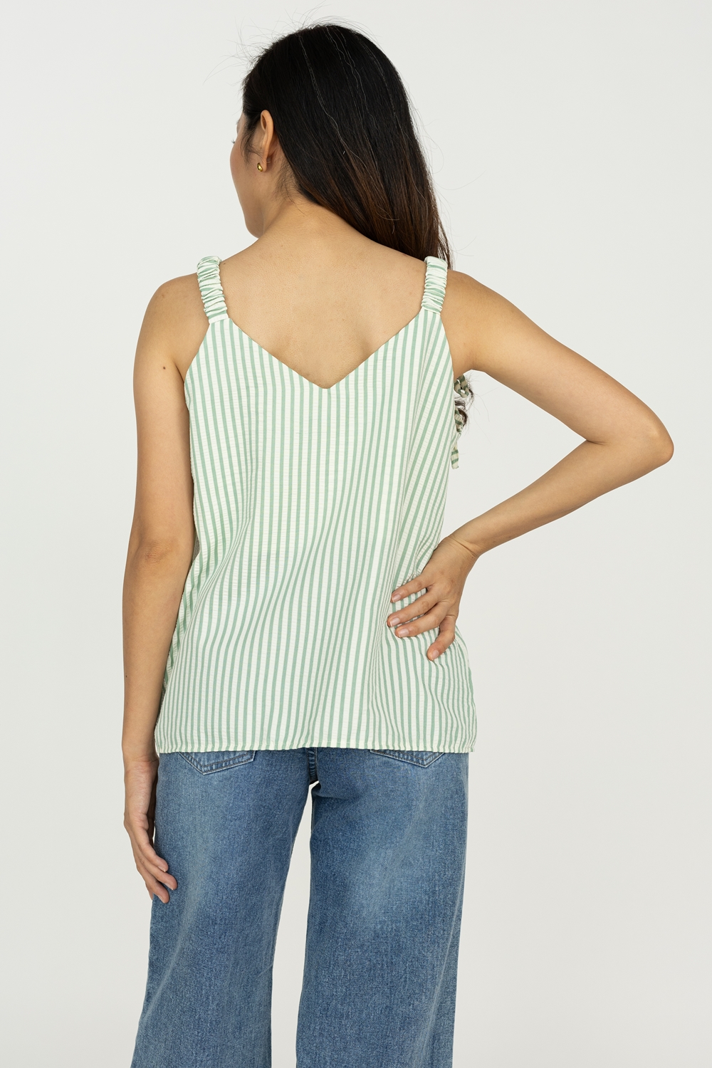 Striped Elastic Strap Tank - Mint - Image 6