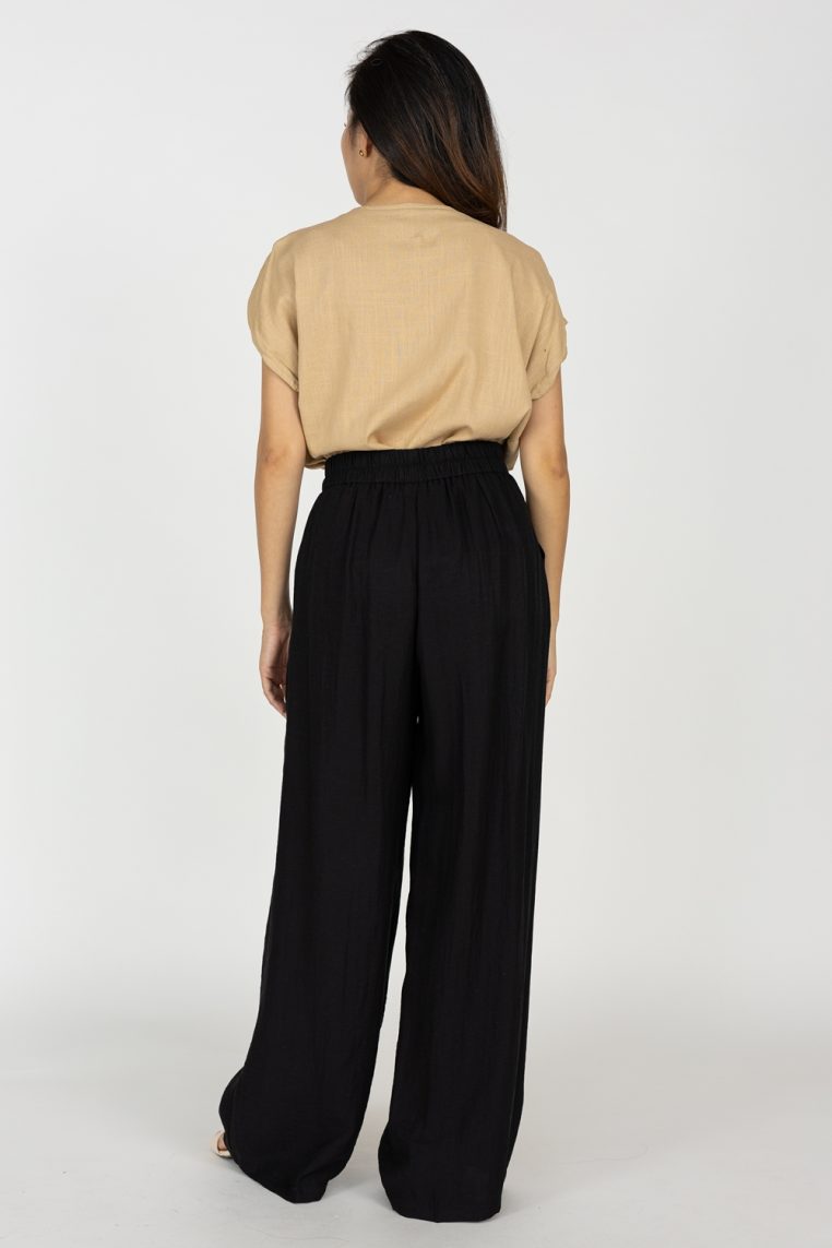 Tie Front Linen Blouse - Khaki - Image 6