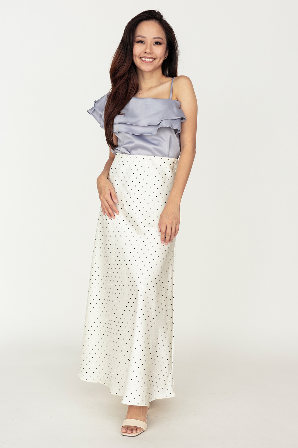 Tiered Ruffle Toga Blouse - Blue Grey - Image 4