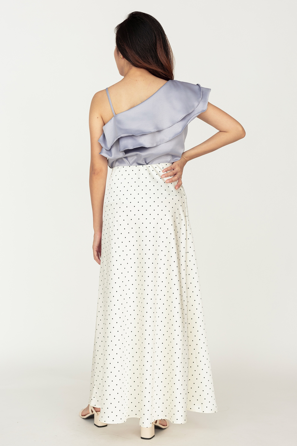 Tiered Ruffle Toga Blouse - Blue Grey - Image 6