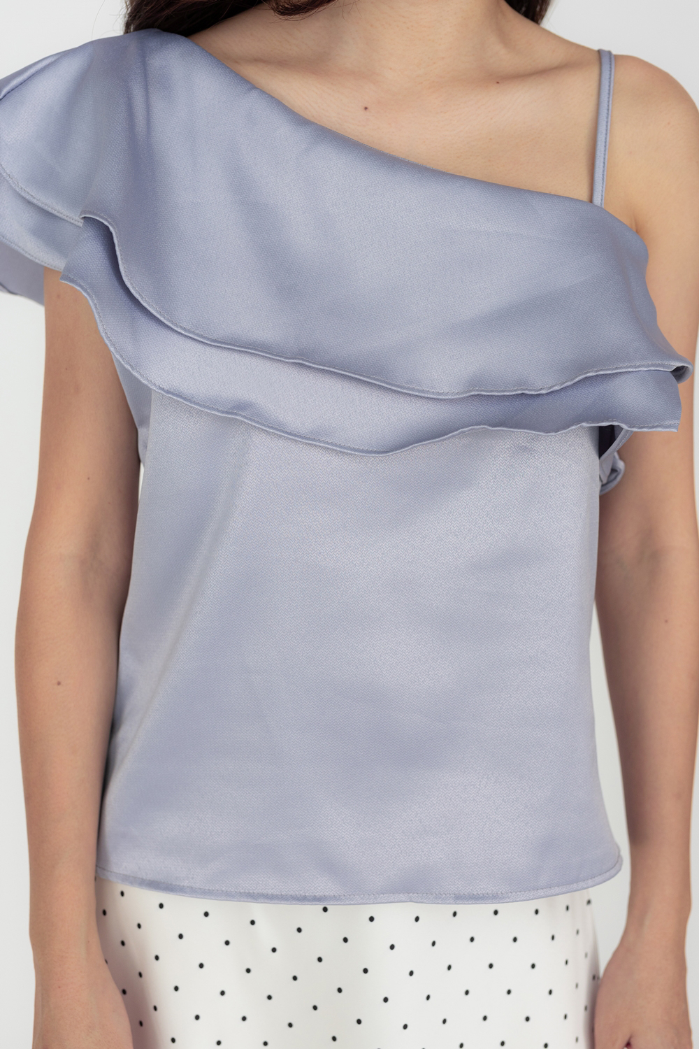 Tiered Ruffle Toga Blouse - Blue Grey - Image 2