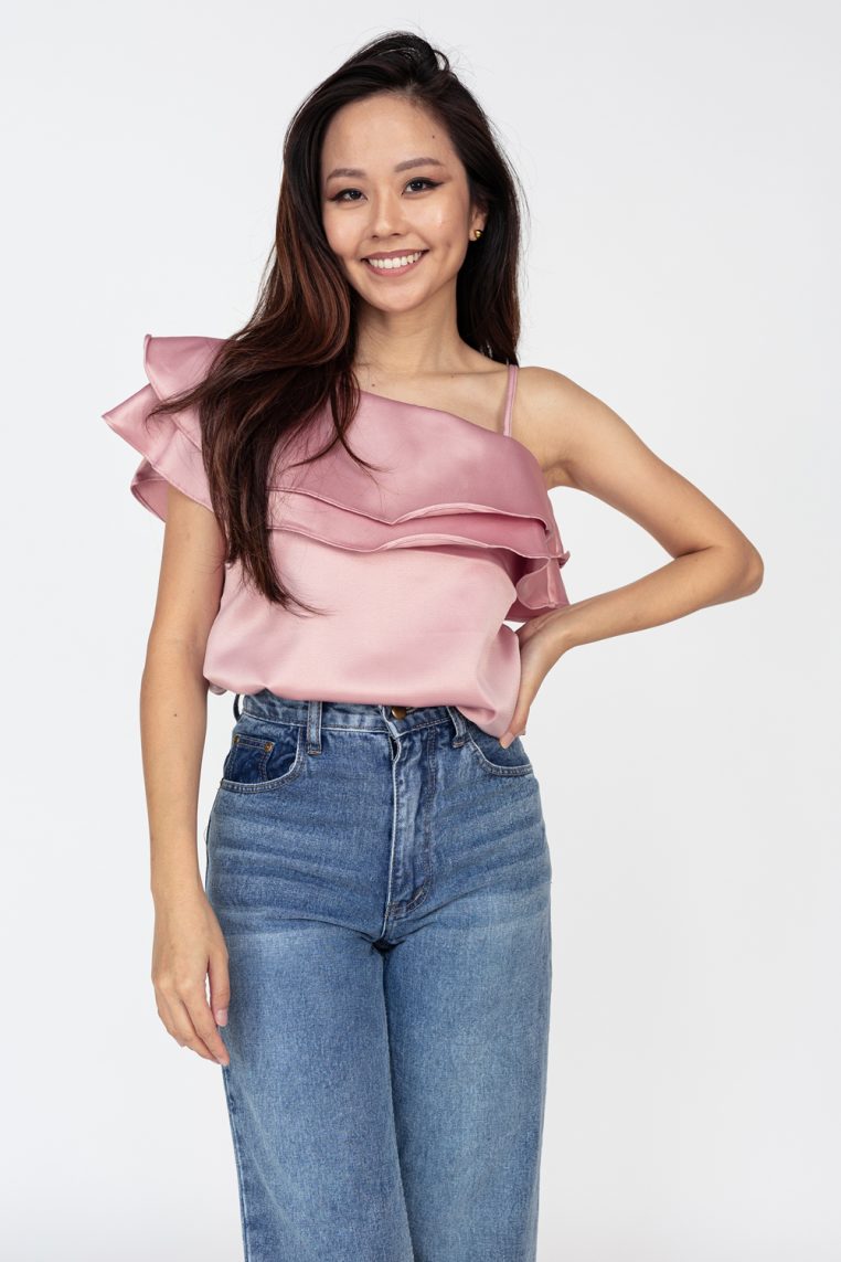 Tiered Ruffle Toga Blouse - Pink