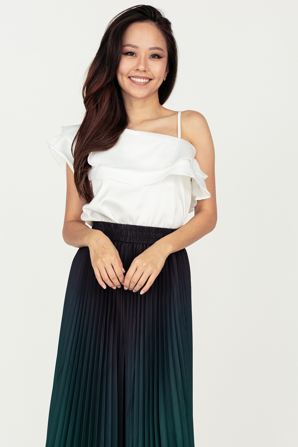 Tiered Ruffle Toga Blouse - White