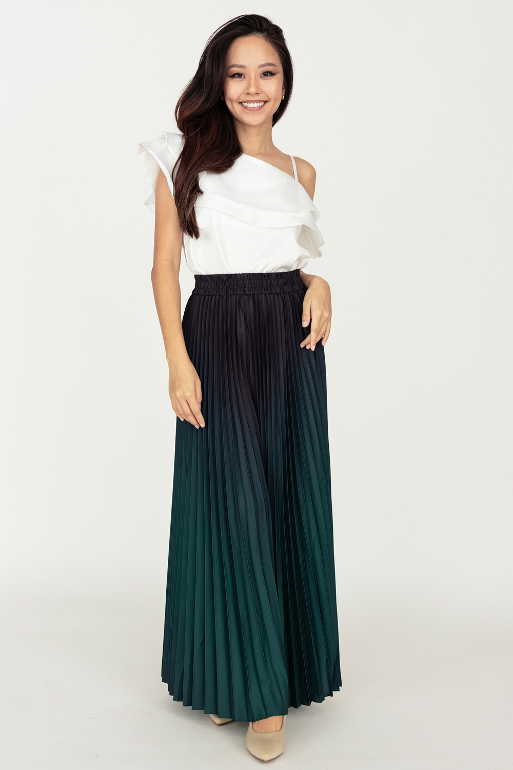 Tiered Ruffle Toga Blouse - White - Image 3