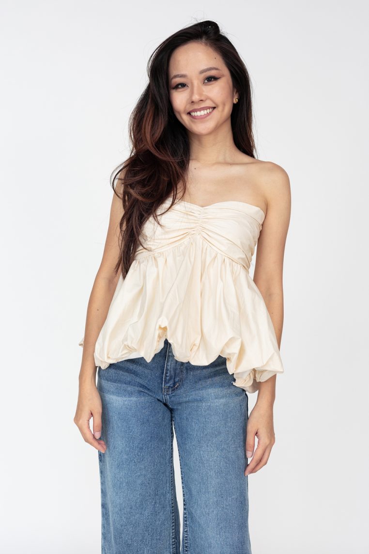 Bubble Hem Flare Tube Top