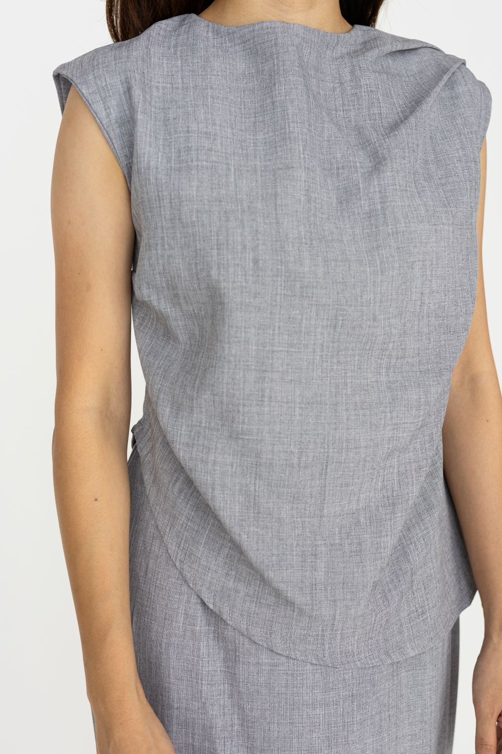 Boat Neck Blouse and Maxi Skirt Co-ord Set - Light Grey - Image 3