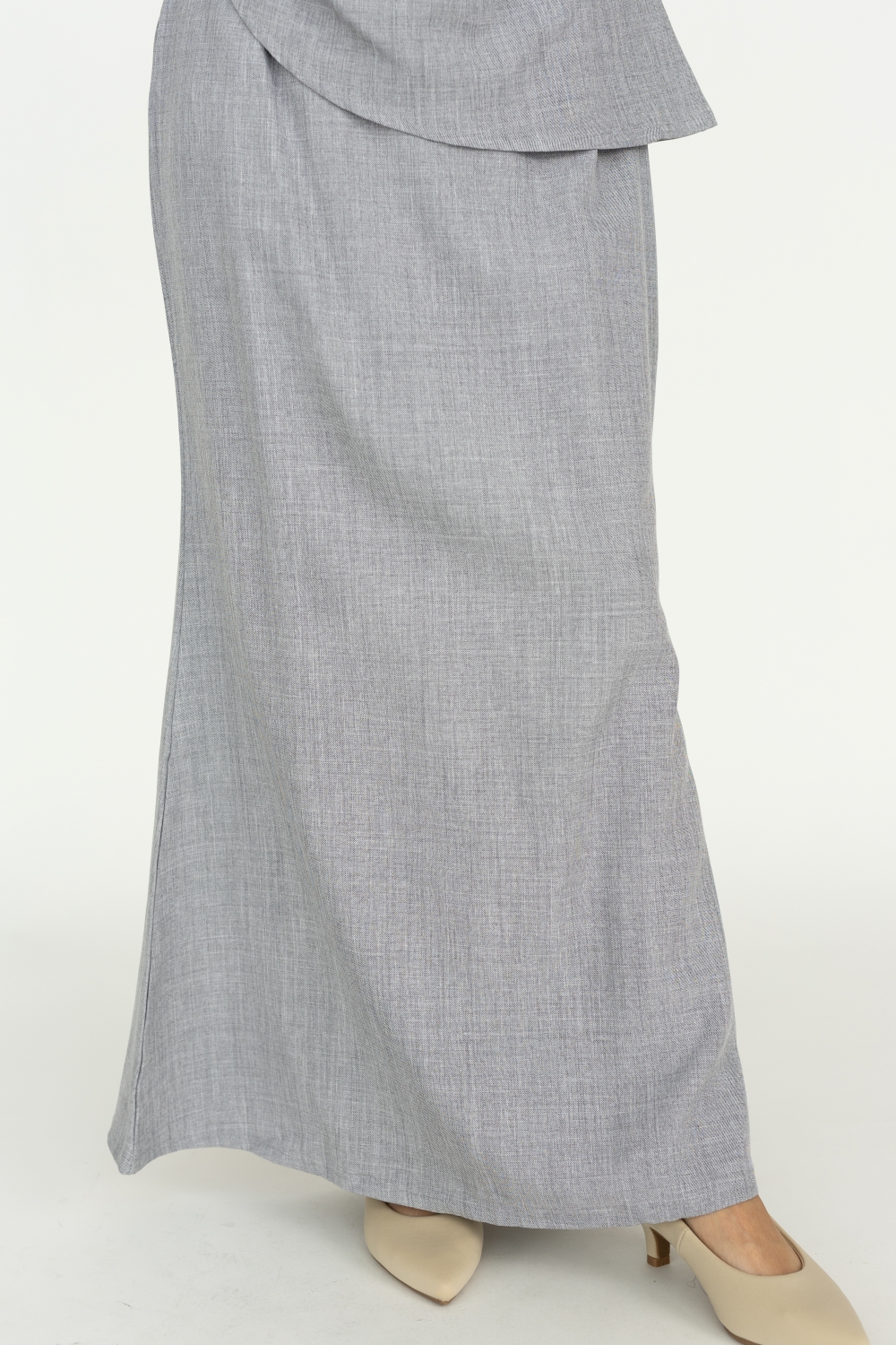 Boat Neck Blouse and Maxi Skirt Co-ord Set - Light Grey - Image 4