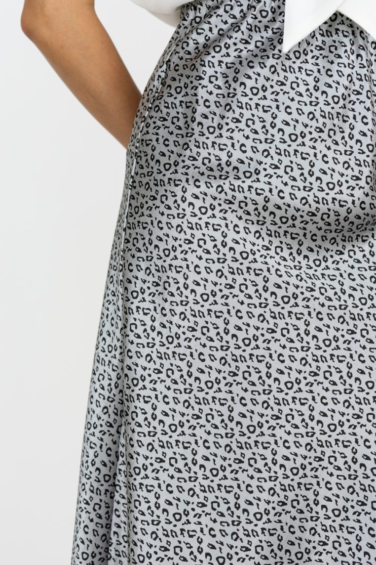 Alternative view of Leopard Print Satin A Line Maxi Skirt - Grey
