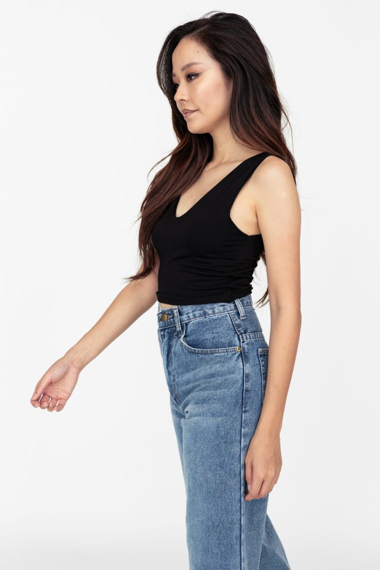 V Neck Crop Tank - Black - Image 5