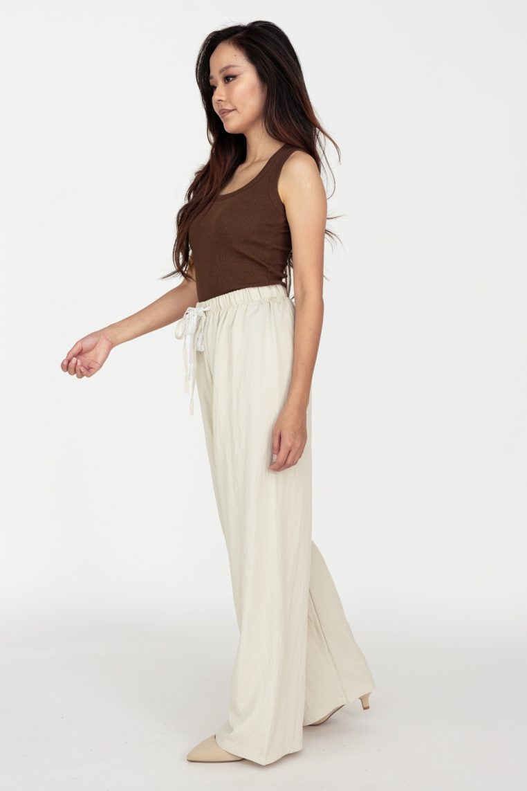 Soft Denim Jogger Pants - Beige - Image 4