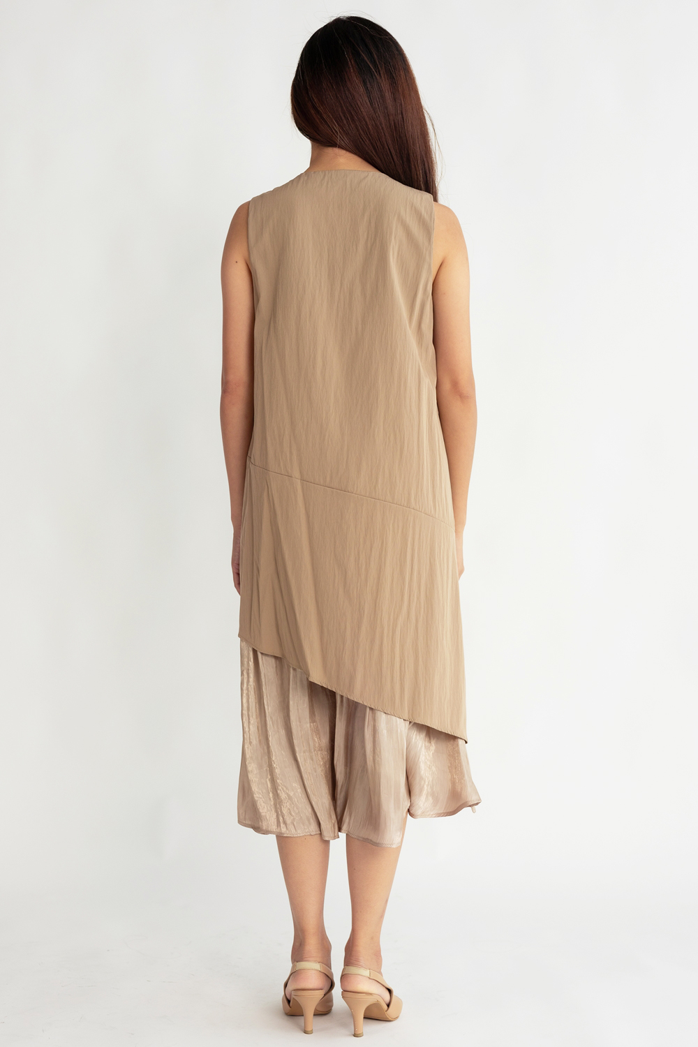 Iridescent Layered Shift Dress - Khaki - Image 2