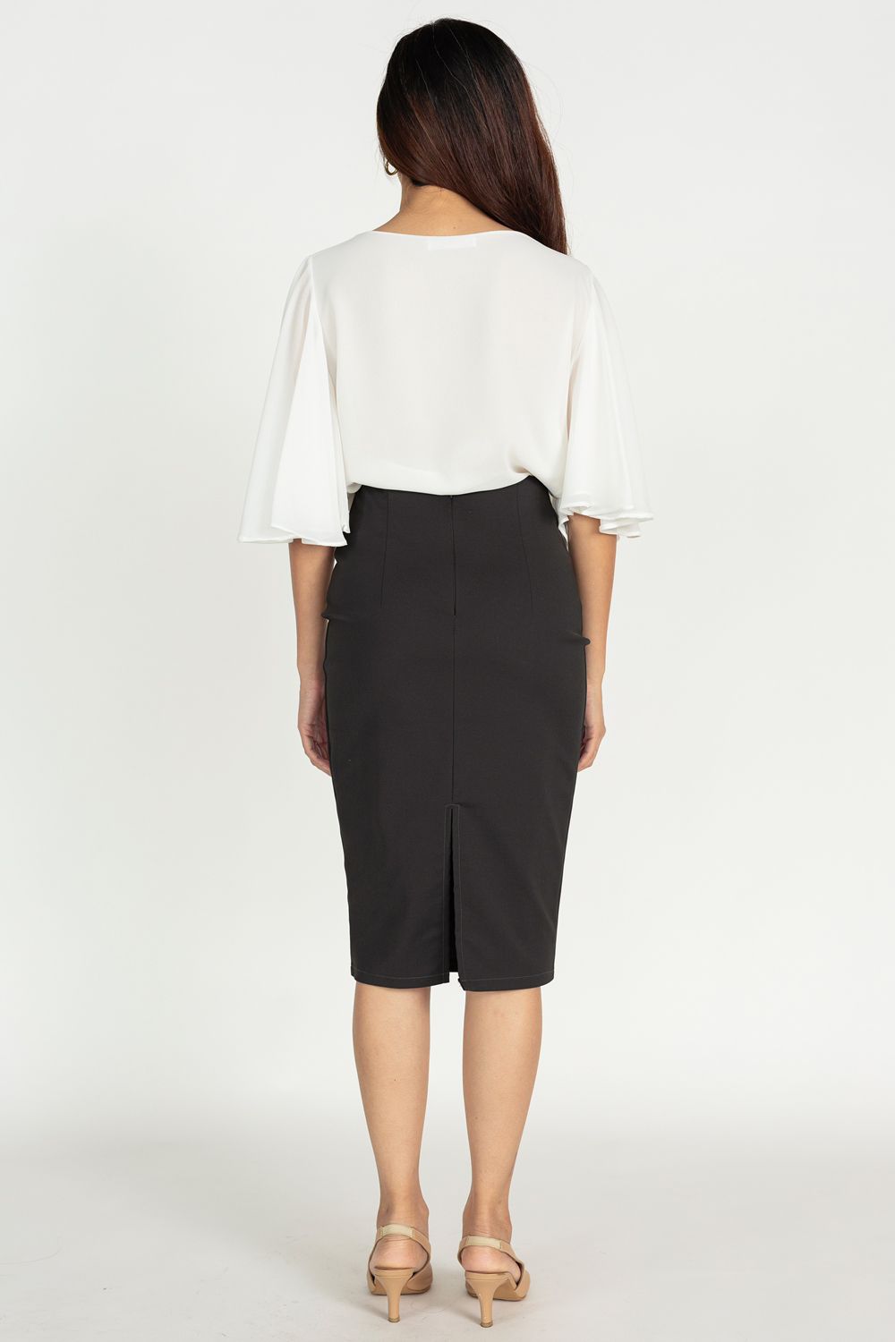 High Waist Knee Length Pencil Skirt - Midnight Green - Image 5