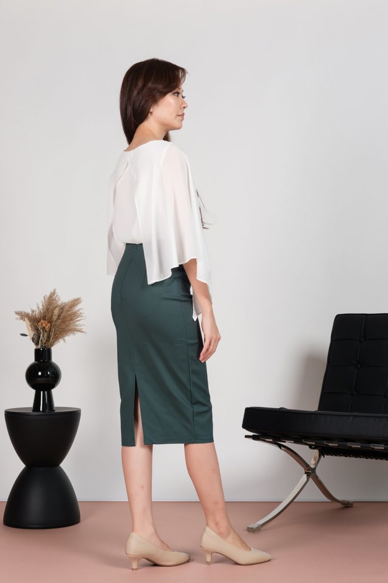 Cape Sleeve Blouse - White - Image 6