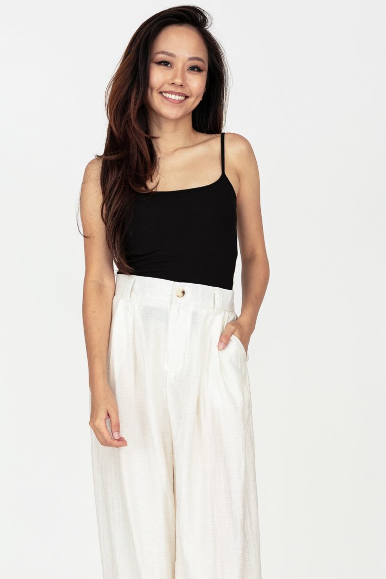 Basic Padded Spaghetti Strap Top - Black
