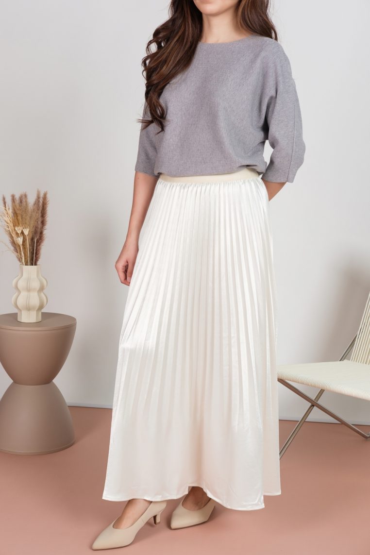 Alternative view of Silk Satin Pleated Maxi Skirt - Champagne
