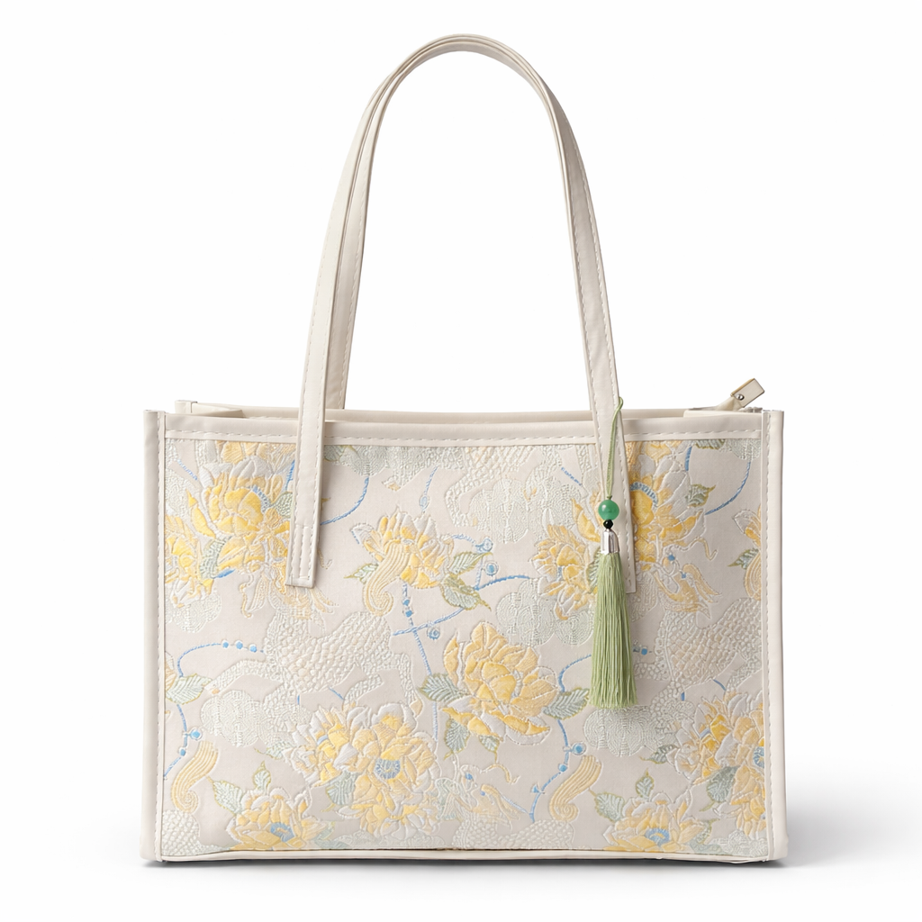 Embroidered Shoulder Bag - Lotus - Image 4