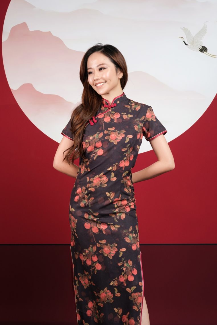 Persimmon Print Maxi Cheongsam - Image 7