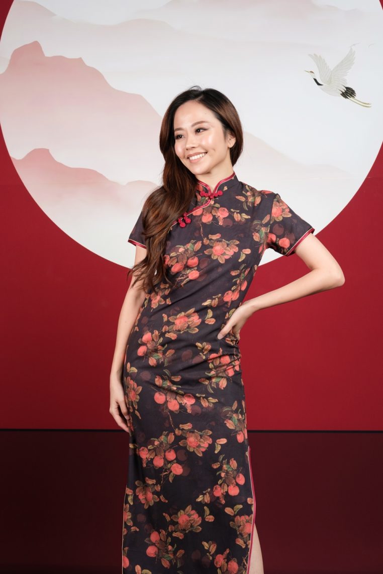 Persimmon Print Maxi Cheongsam - Image 8