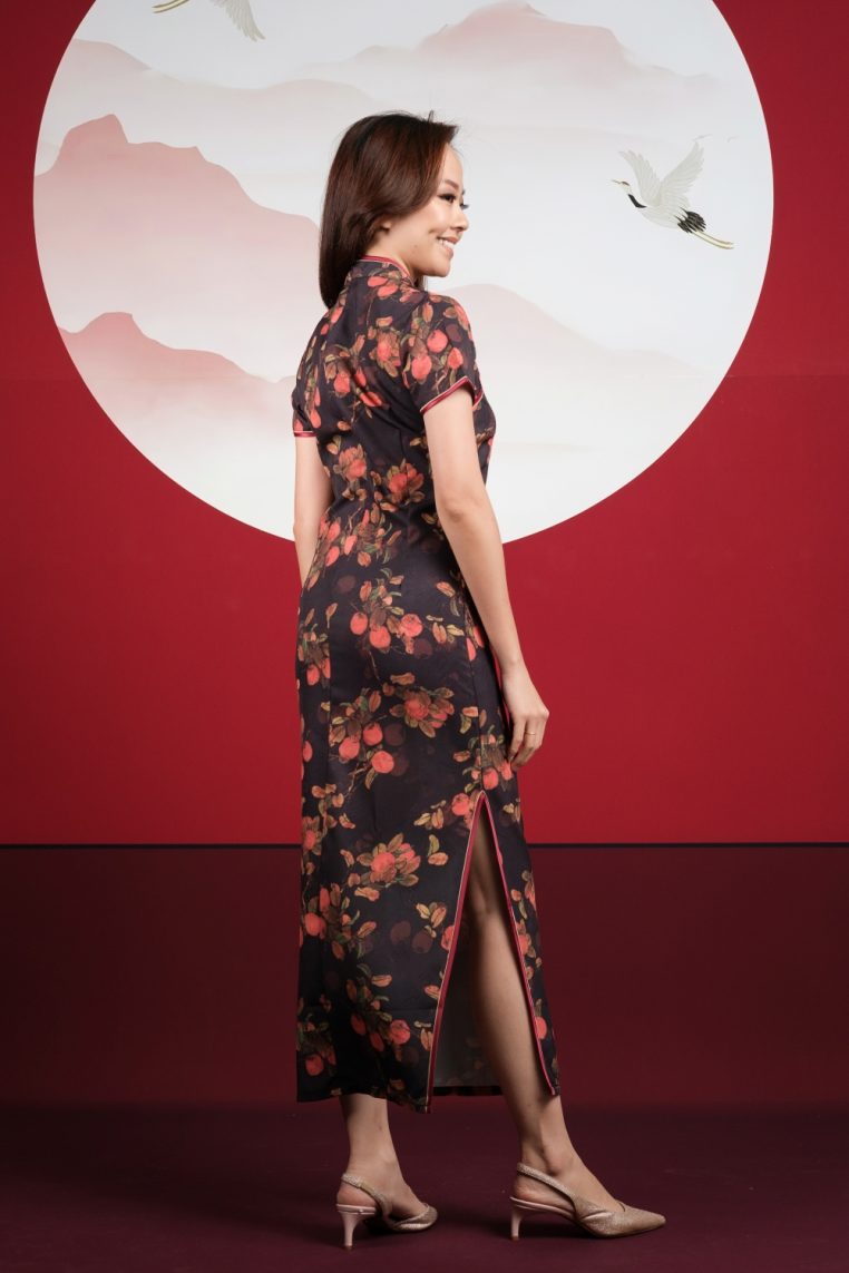 Persimmon Print Maxi Cheongsam - Image 9