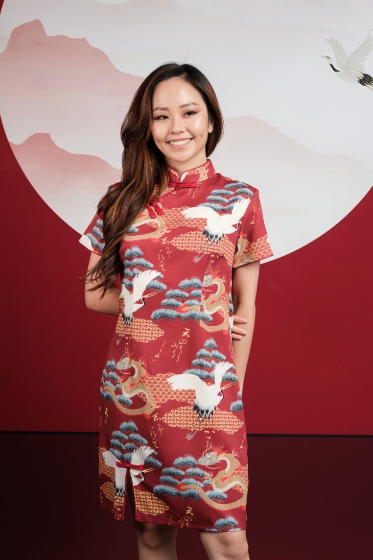Crane Print Mini Cheongsam - Image 8