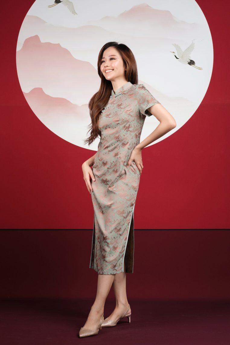 Earthy Floral Jacquard Midi Cheongsam - Image 2