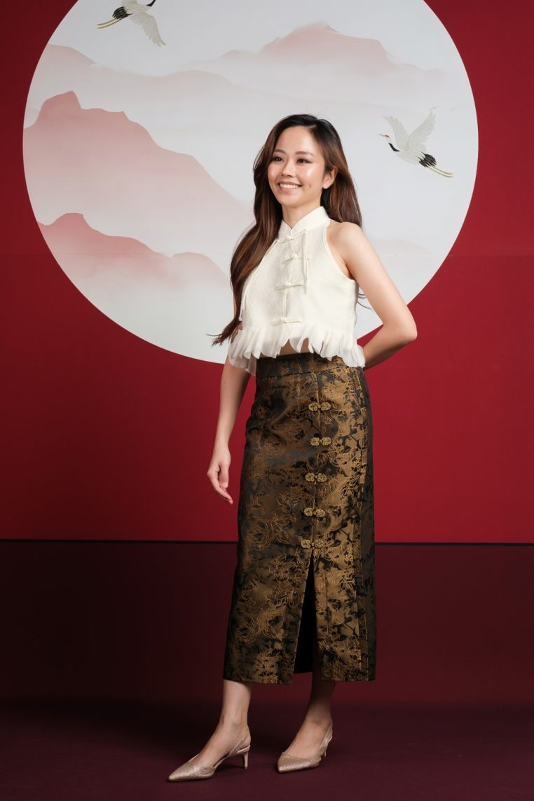 Antique Bronze Brocade Midi Skirt - Image 5