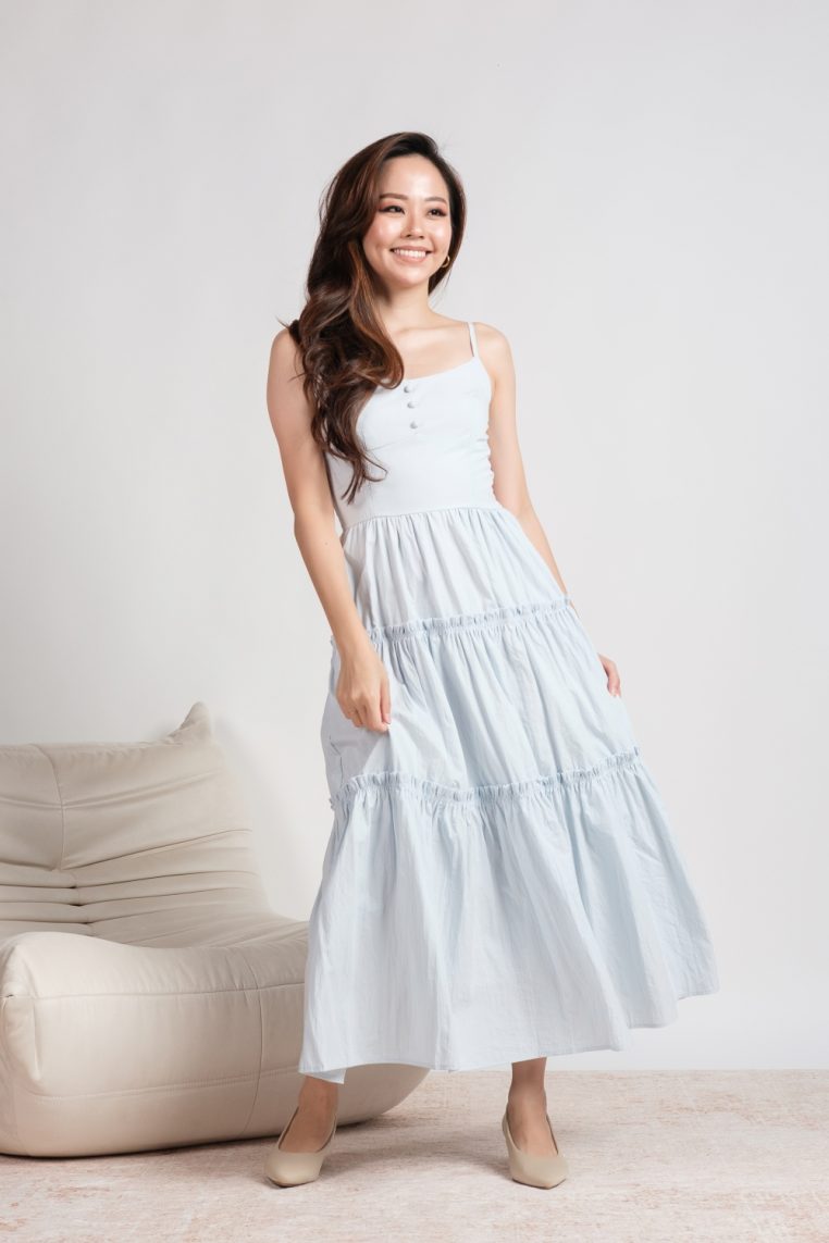 Alternative view of Button Tiered Maxi Dress - Blue