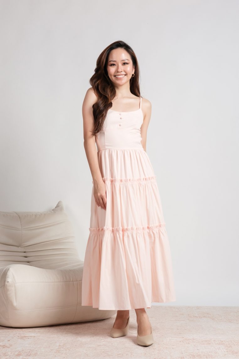 Alternative view of Button Tiered Maxi Dress - Blush