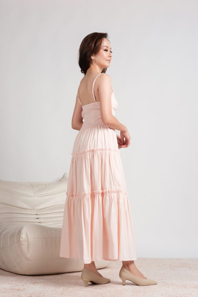 Button Tiered Maxi Dress - Blush - Image 9