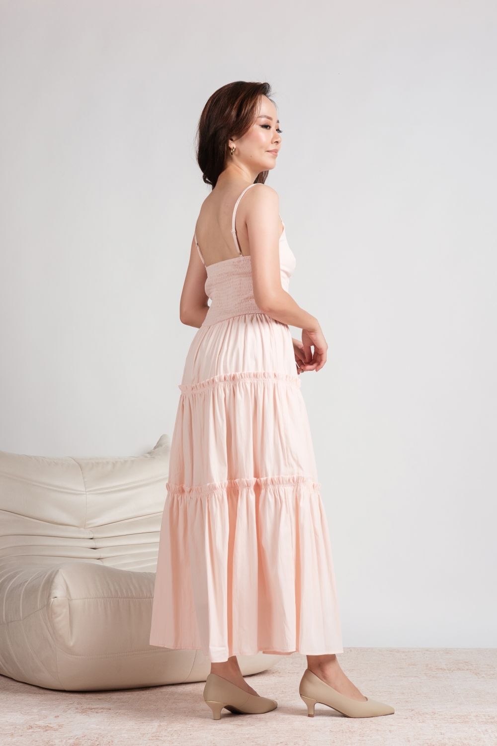 Button Tiered Maxi Dress - Blush - Image 9