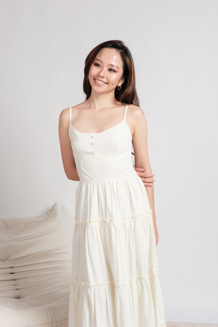 Alternative view of Button Tiered Maxi Dress - Cream