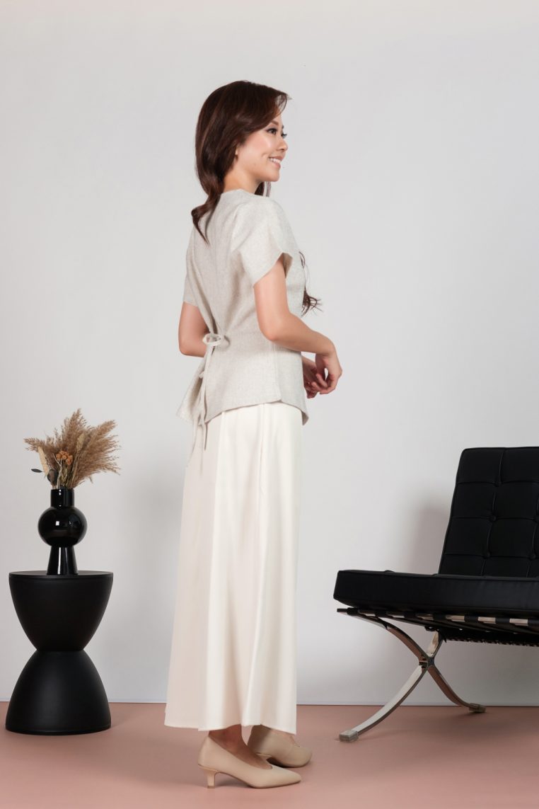 Tweed Short Sleeve Blouse and Maxi Skirt Co-ord Set - Off White - Image 10