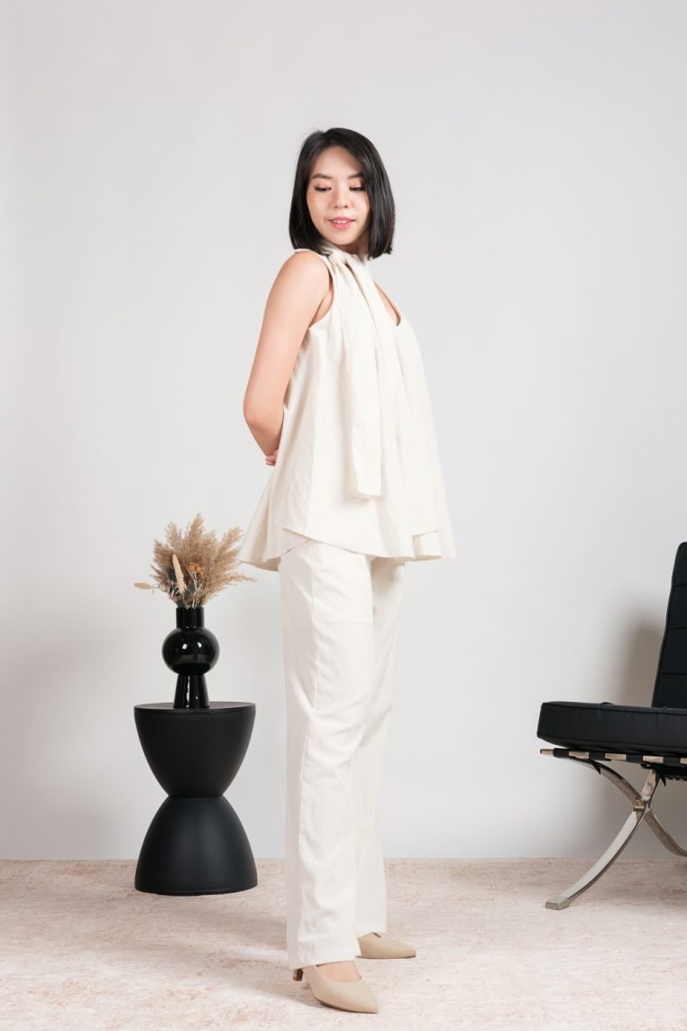 Drape Neck Top & Wide Leg Pants Co-ord Set - Image 5