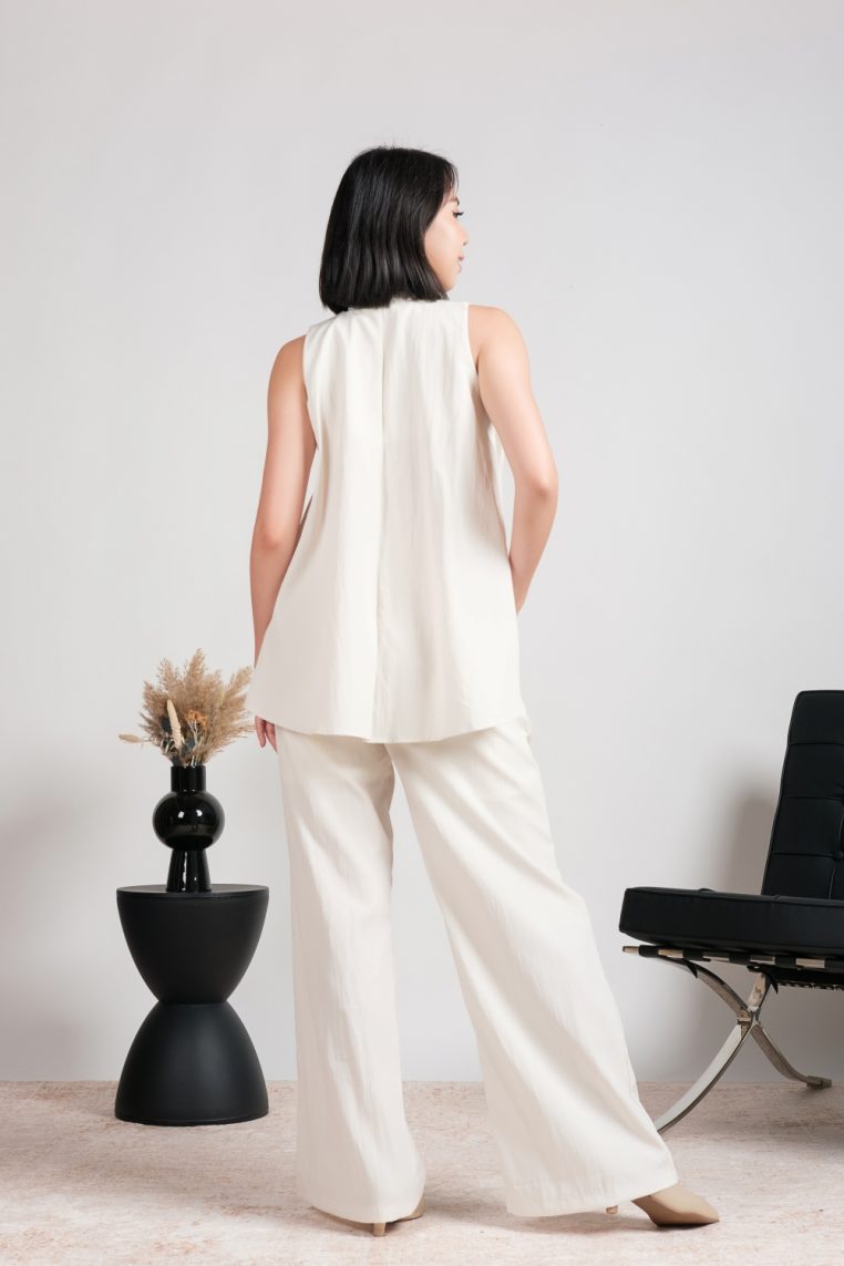 Drape Neck Top & Wide Leg Pants Co-ord Set - Image 6