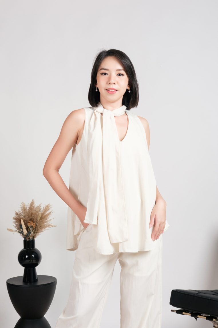 Drape Neck Top & Wide Leg Pants Co-ord Set - Image 7