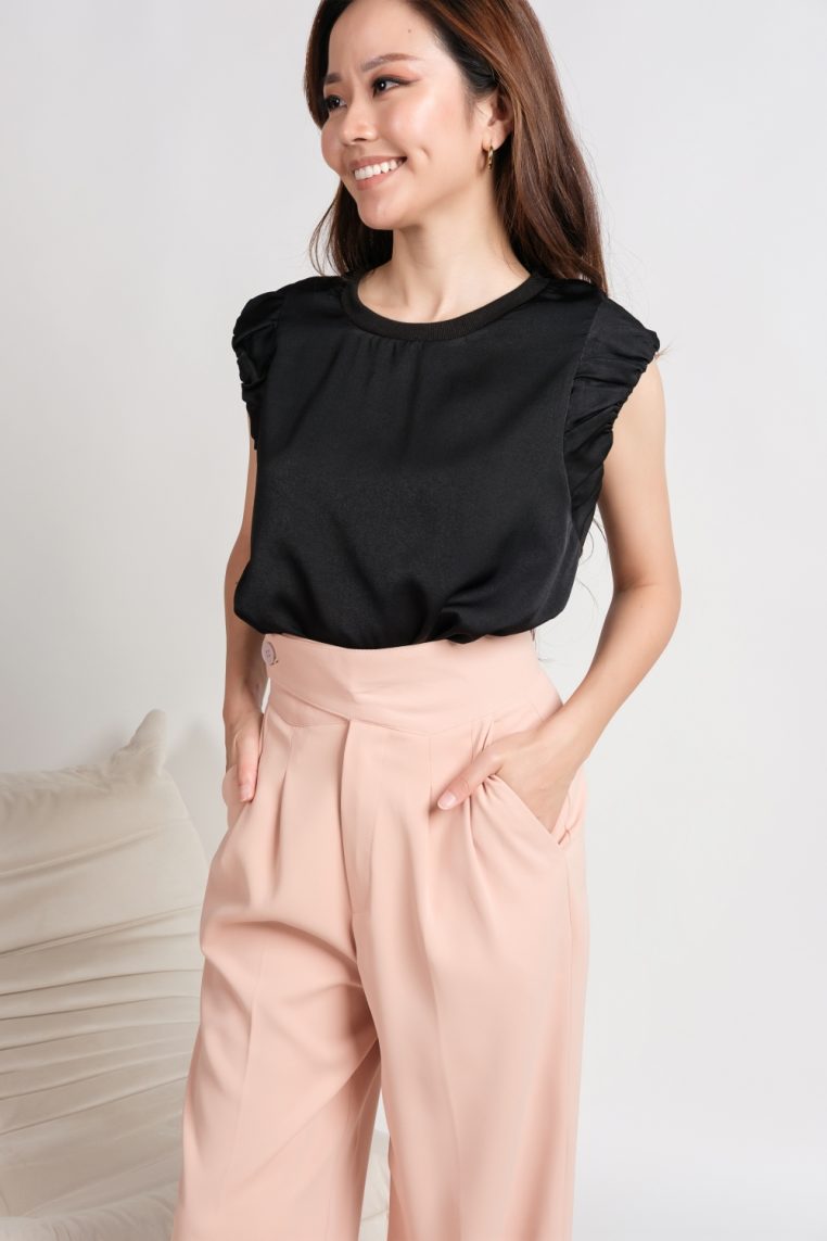 Alternative view of Button Overlap Pleat Front Pants - Peach