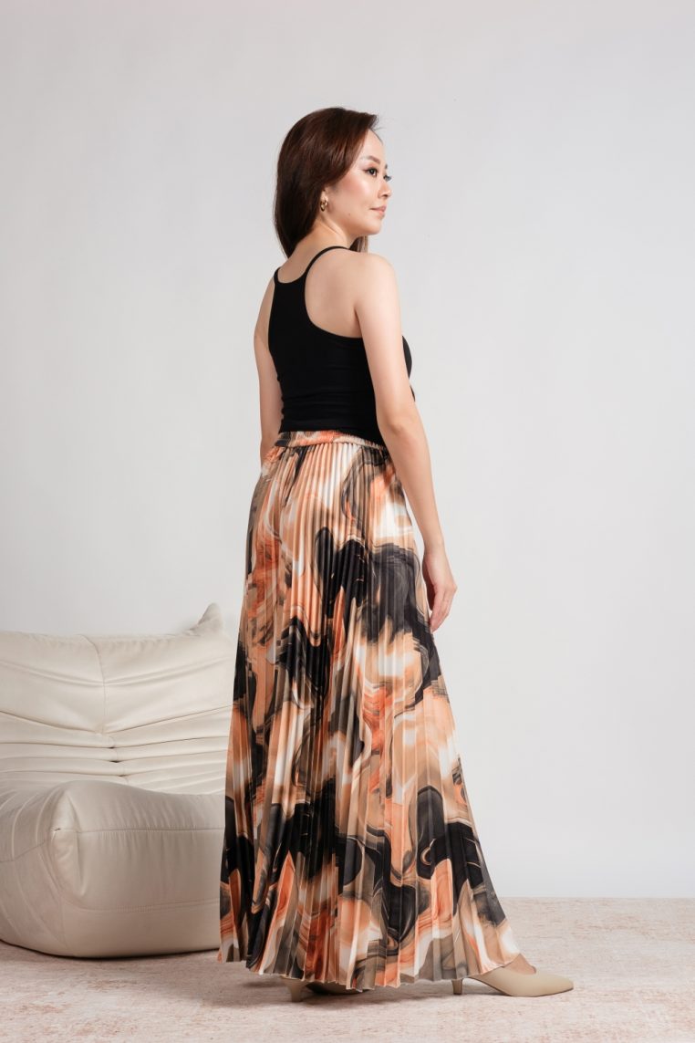 Alternative view of Abstract Swirl Print Pleated Pants - Grey
