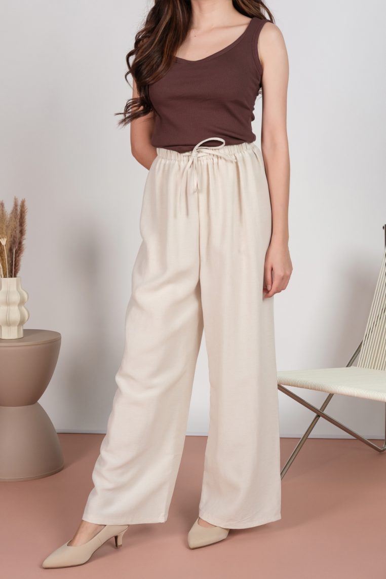 Alternative view of Linen Drawstring Pants - Beige
