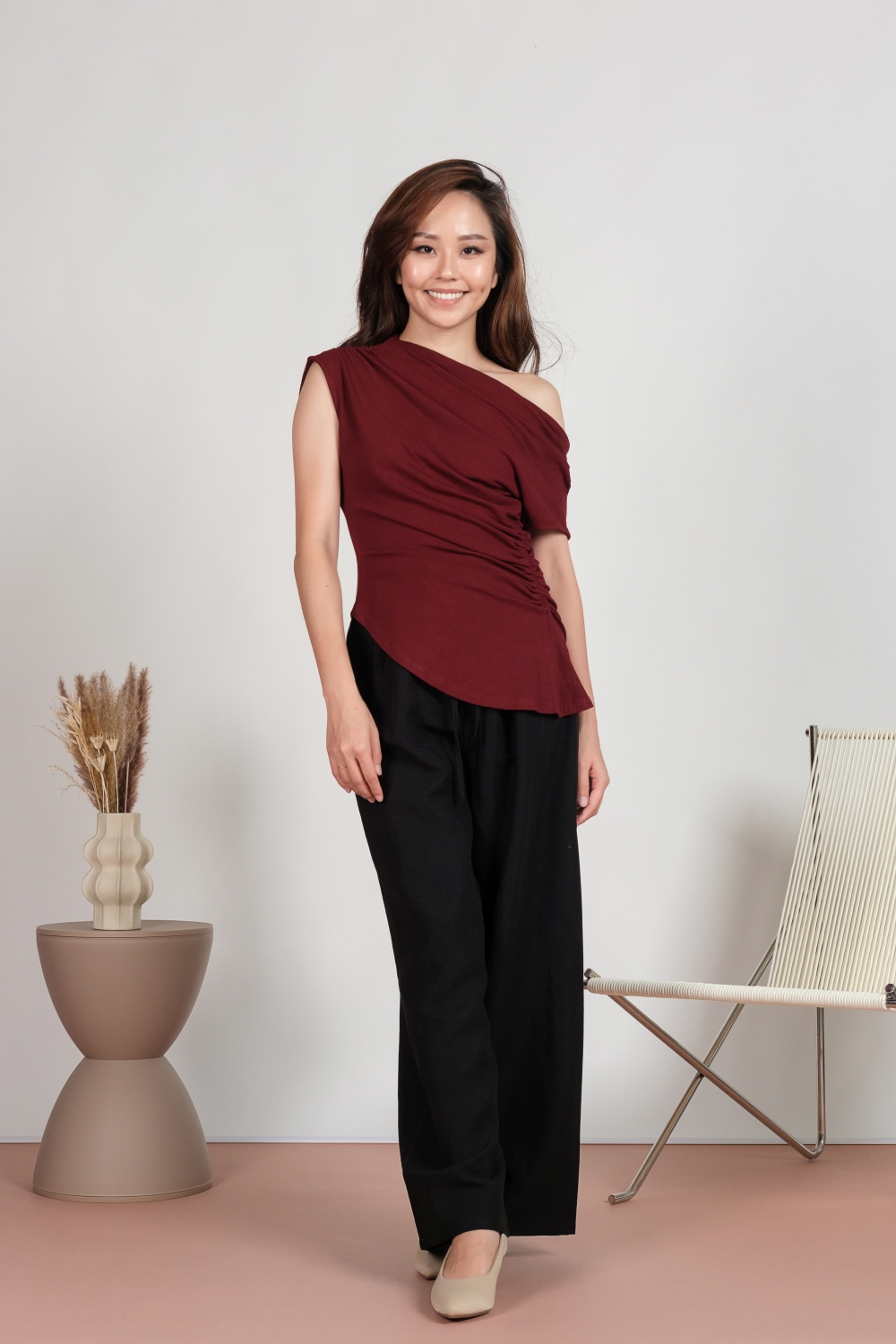 Linen Drawstring Pants - Black - Image 3