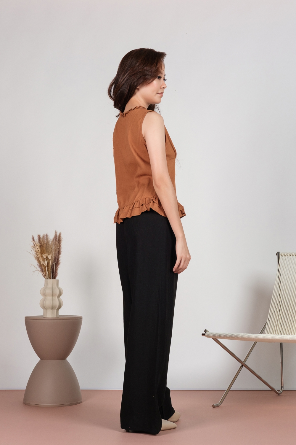 Linen Drawstring Pants - Black - Image 12
