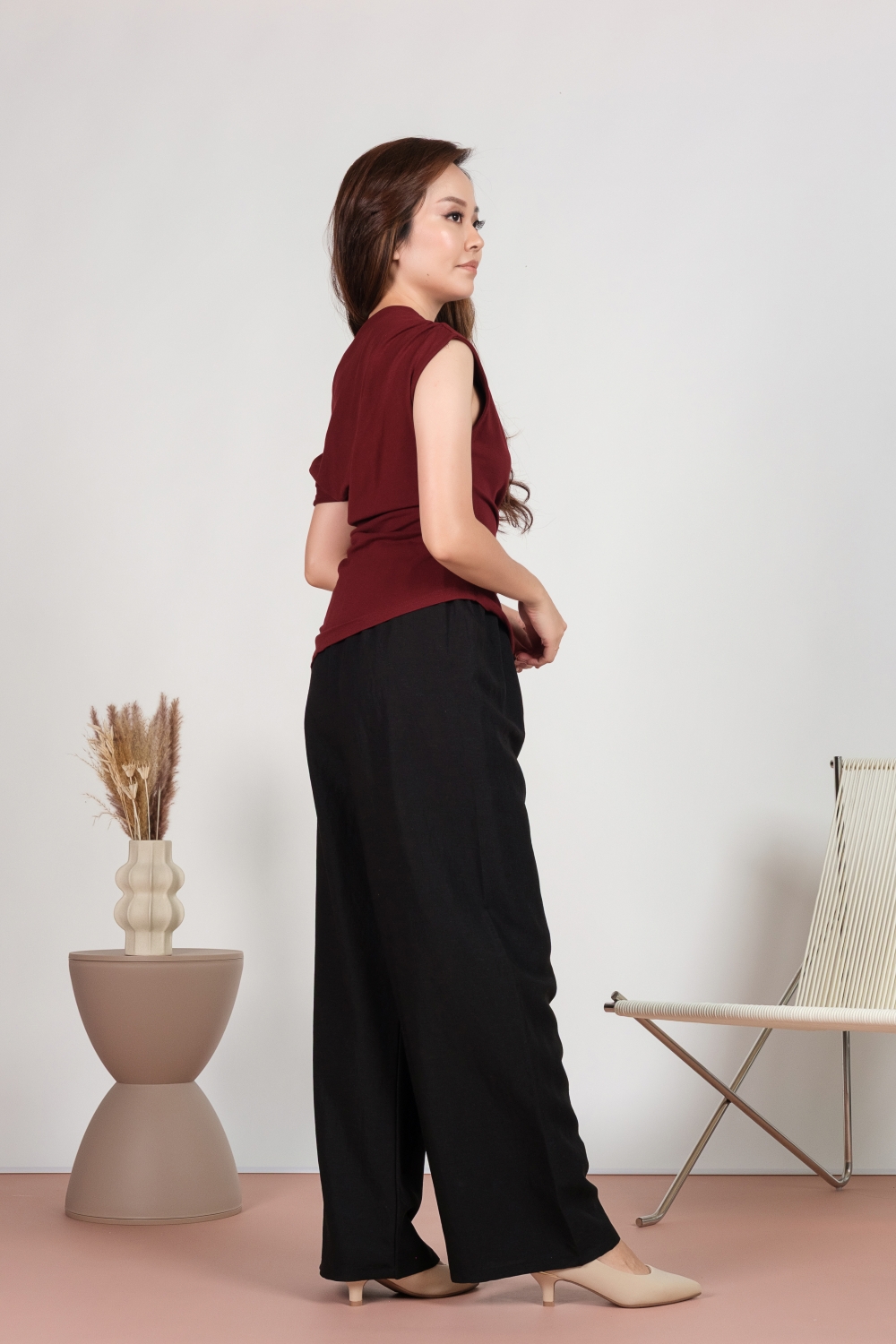 Linen Drawstring Pants - Black - Image 7