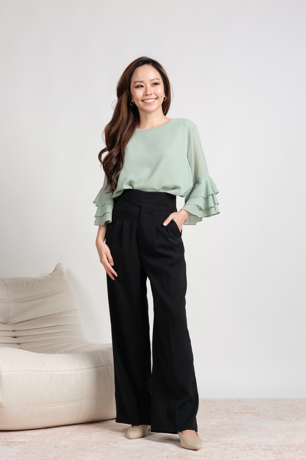 Tiered Sleeve Blouse - Mint