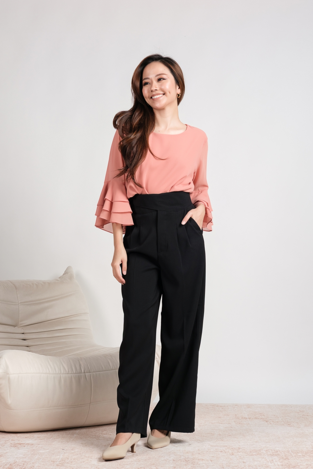 Tiered Sleeve Blouse - Peach - Image 4