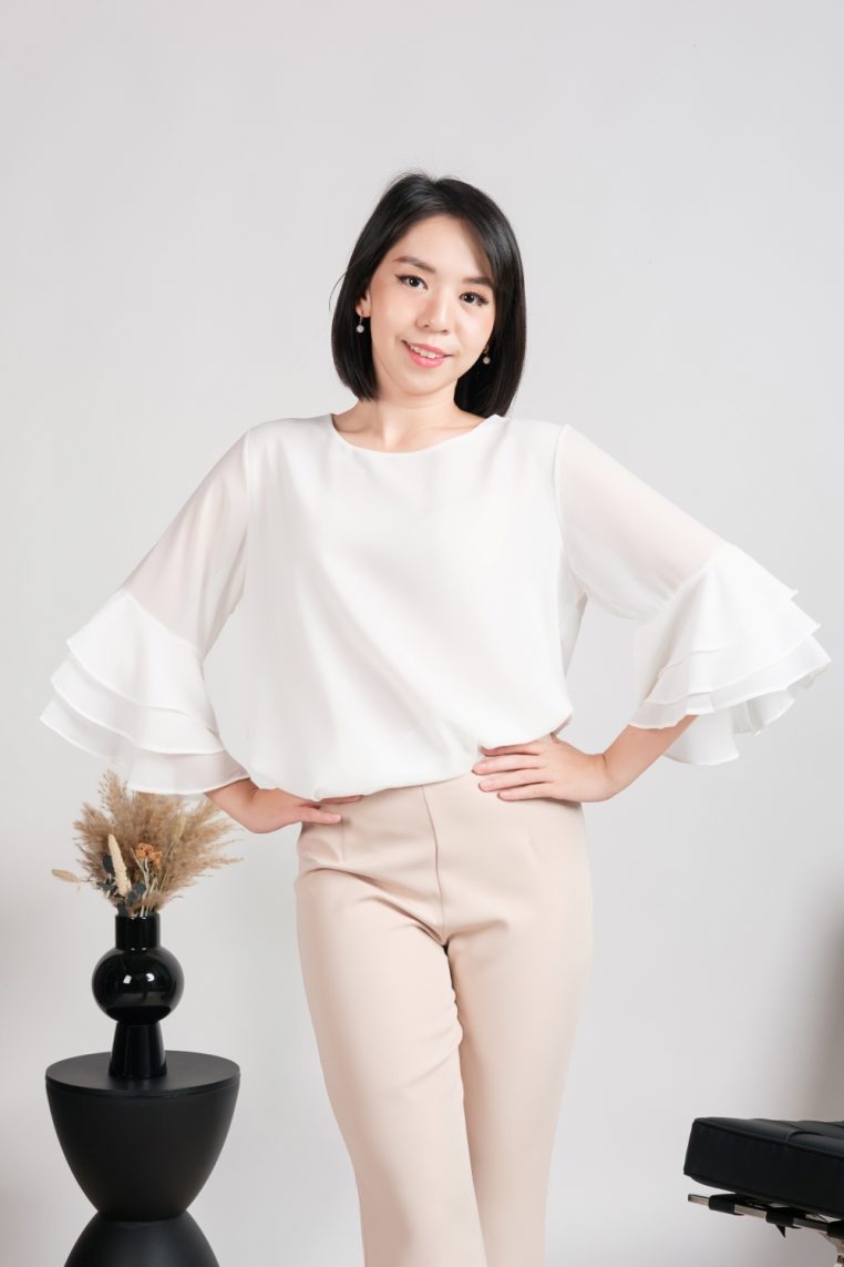 Alternative view of Tiered Sleeve Blouse - White