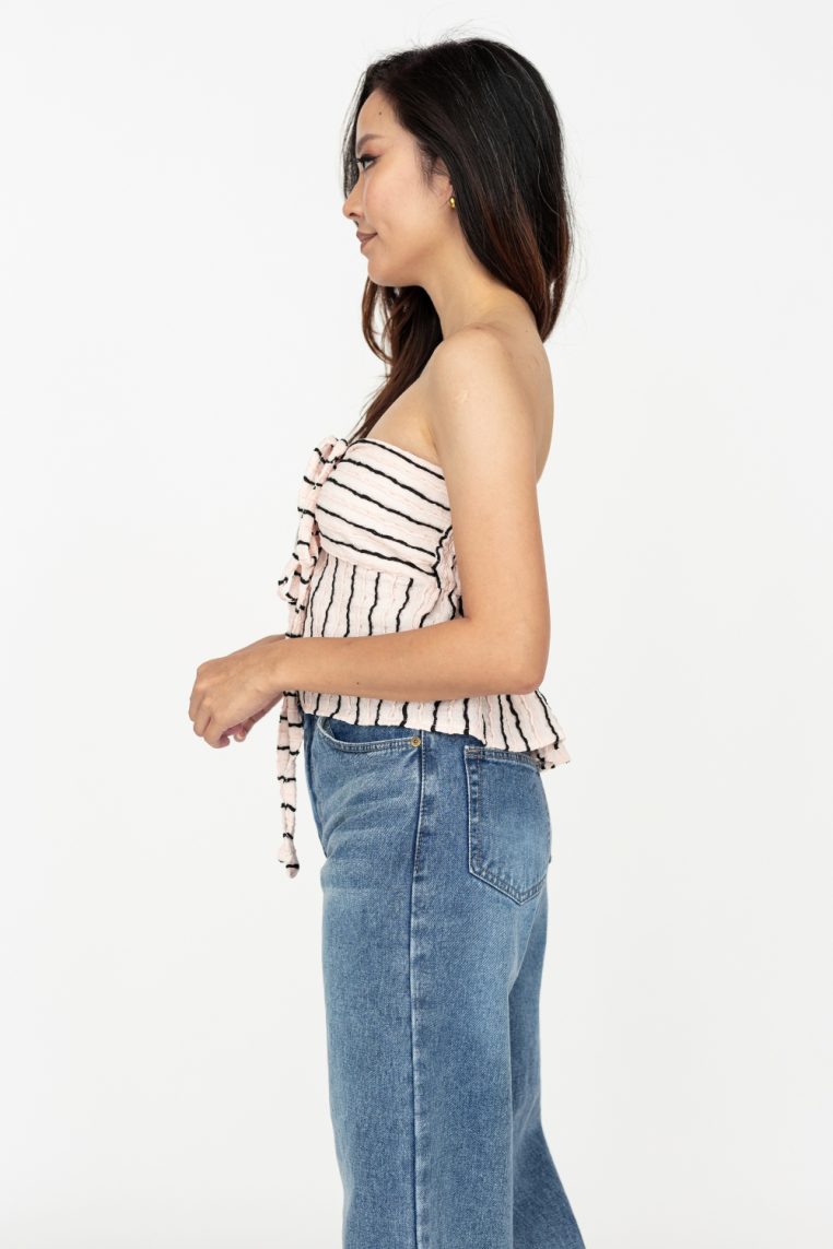 Multi Way Slit Front Striped Top - Blush - Image 5
