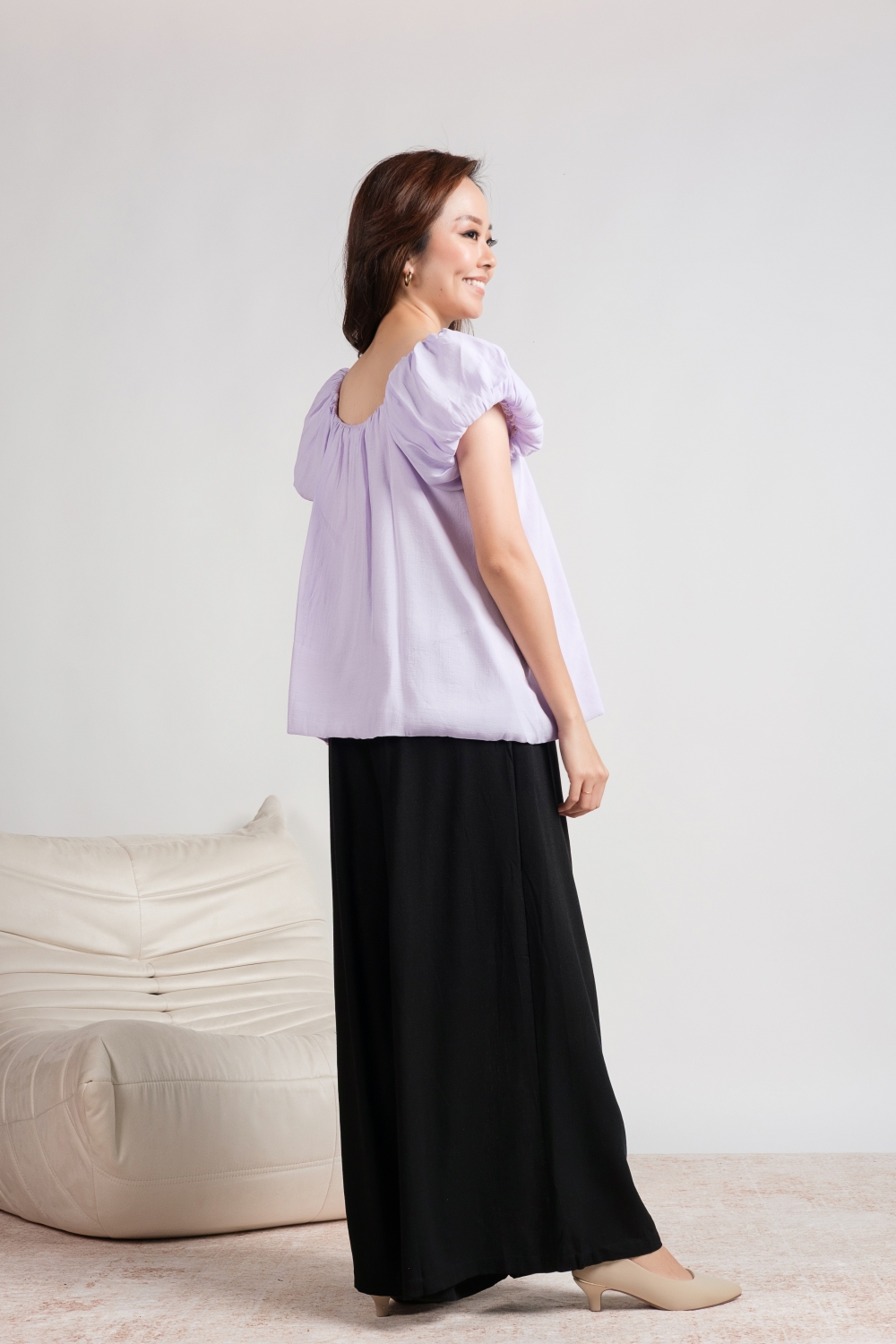 Rose Embellished Puff Sleeve Top - Lilac - Image 9