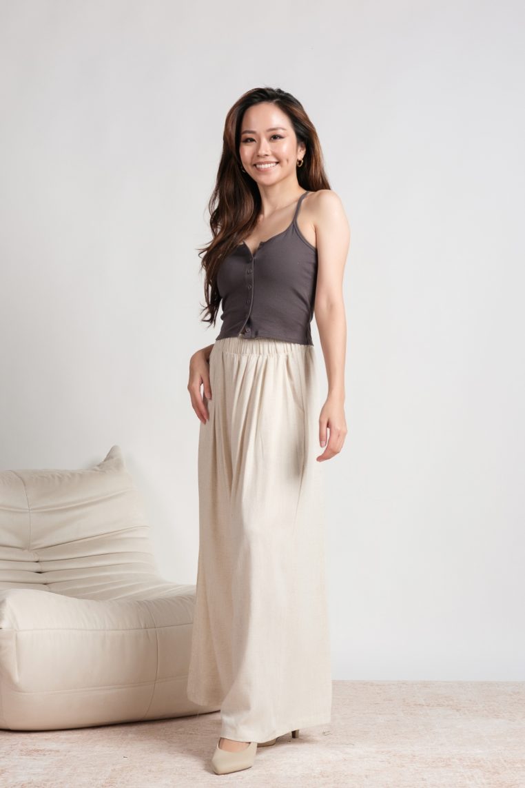 Button Front Padded Camisole - Stone Grey - Image 5