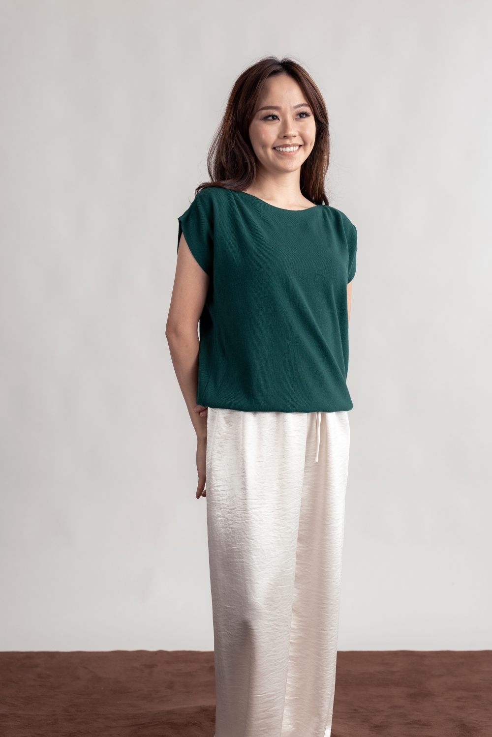 Relaxed Fit Batwing Knit Top - Forest Green - Image 5